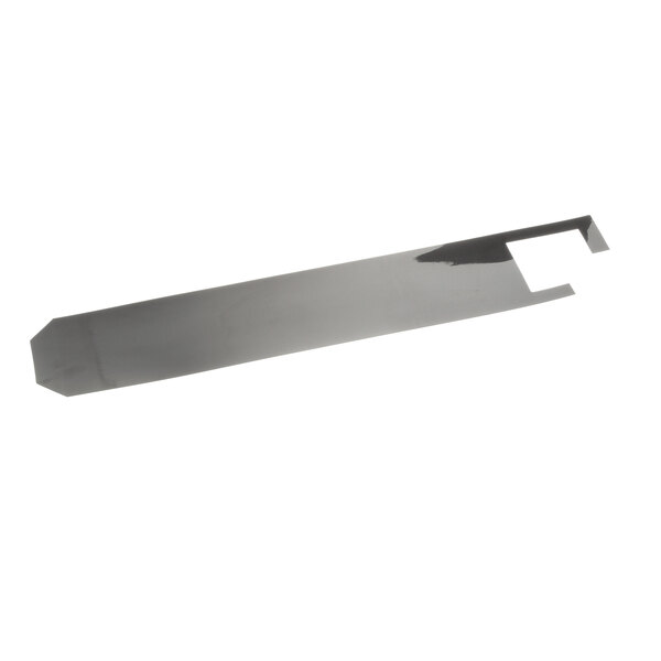 A rectangular metal Henny Penny Nylatron strap with a cut out edge.