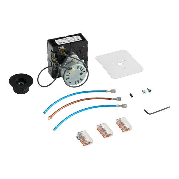A Cres Cor 0849 008 K timer kit with a timer motor, wiring, connectors, mounting hardware, and installation accessories.