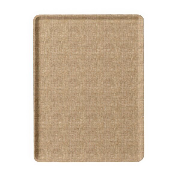 A rectangular tray with a tan surface designed to look like rattan.