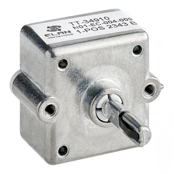 A small metal Alto-Shaam thermostat with a knob on it.