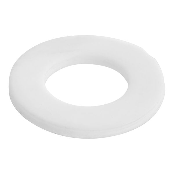 A white plastic circle with a hole in the middle.