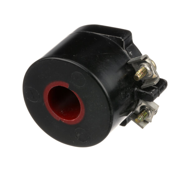 A black Hobart coil with red and white electrical connectors.