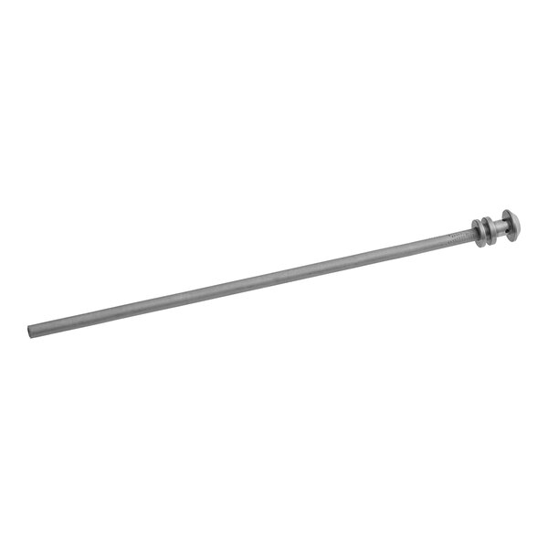 A long metal rod with a nut on the end on a white background.