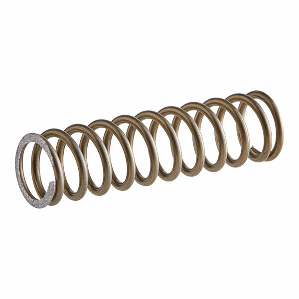 A close-up of a metal spring with a gold ring on it.