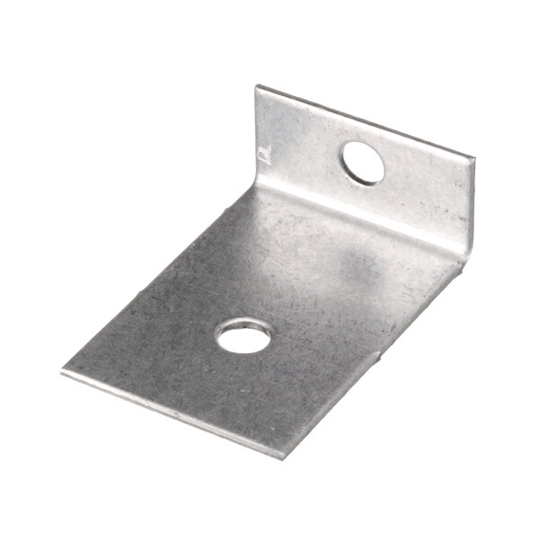 A metal corner bracket with holes.