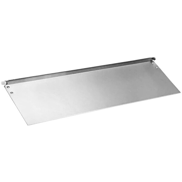 A Cornelius metal door assembly plate with screws.