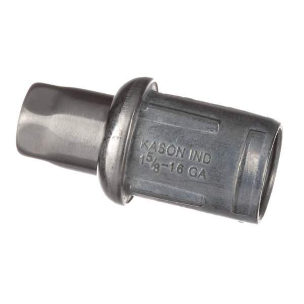 A metal Kason foot insert with a screw on it.