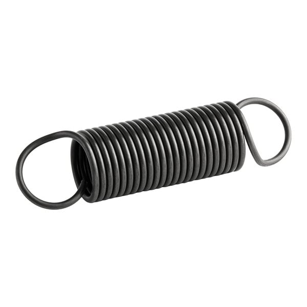 A metal extension spring with loops on both ends.