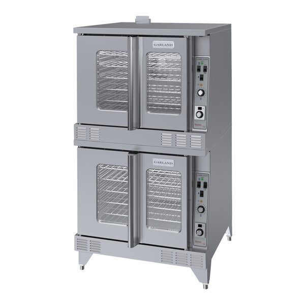 A large commercial Garland electric convection oven with a door open.