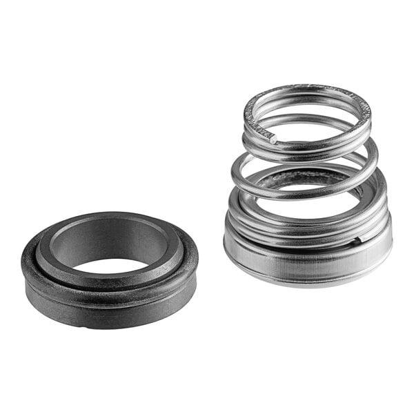 A black metal ring with a pair of metal springs and a rubber seal.