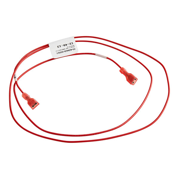 A red Vulcan wire assembly with a white connector and label.