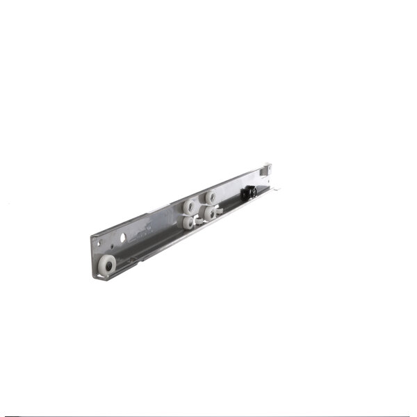 A metal Delfield door latch with a metal piece on the left.