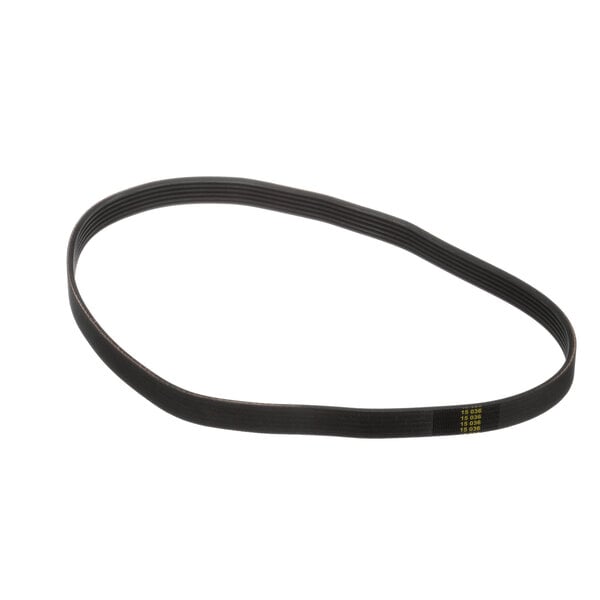 A black V-Belt with a yellow stripe on it.