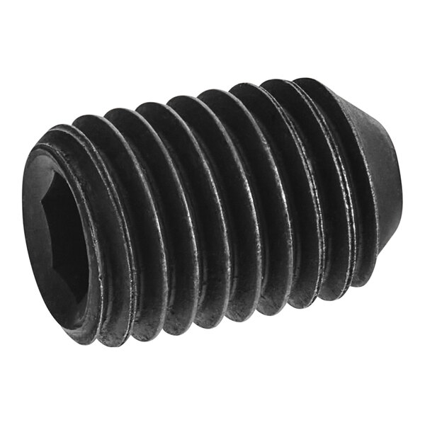A close-up of a black Hobart SC-047-28 screw with black threads.