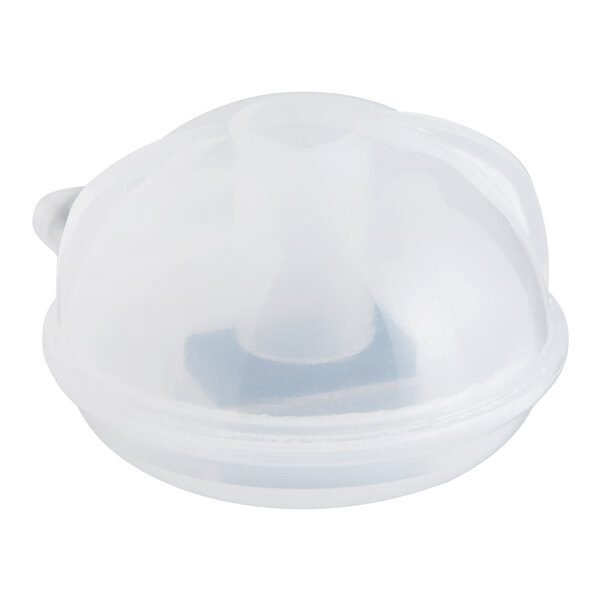 A white plastic container with a lid and a white circle inside.