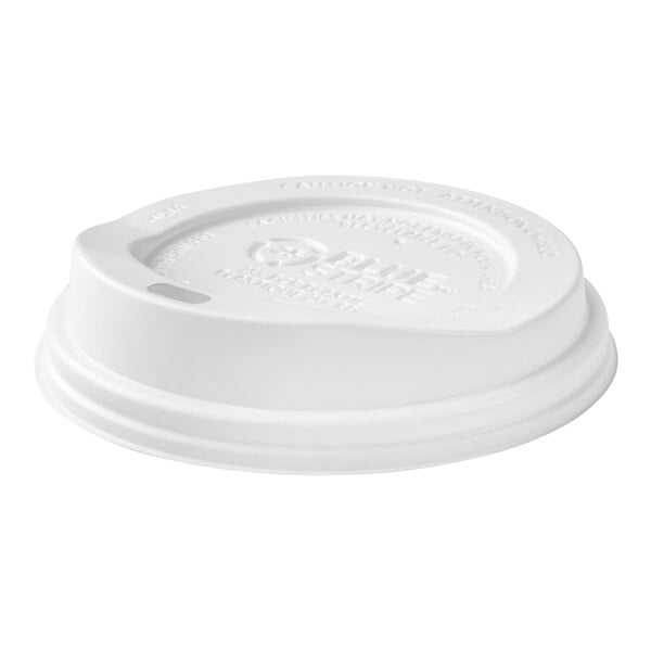 A white plastic lid for an Eco-Products hot paper cup.