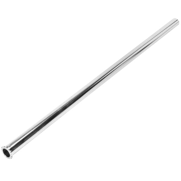 A silver metal rod with a metal tube and a long handle.