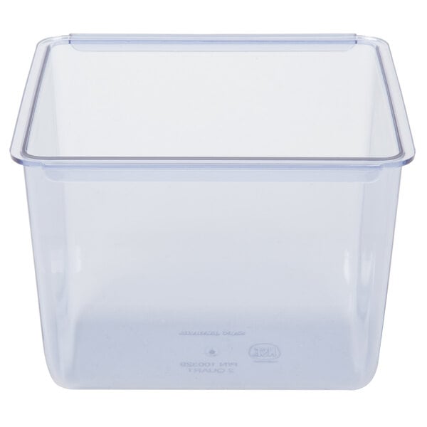 A clear plastic container with a clear lid.