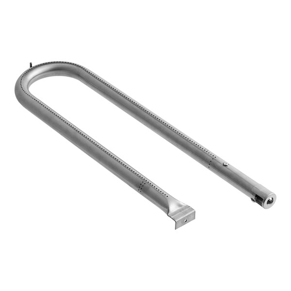 A stainless steel Vulcan griddle burner with holes.