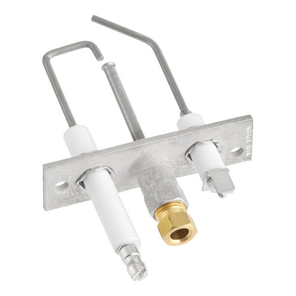 A metal and ceramic pilot assembly component for a gas appliance.