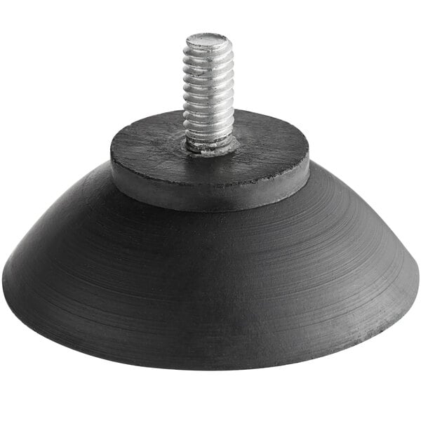 A black rubber suction foot with a metal screw.