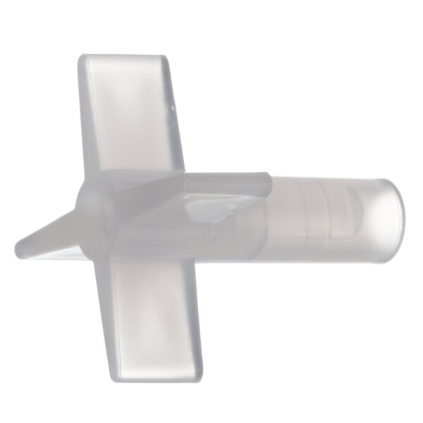 A white plastic Wilbur Curtis whipper pipe with a cross on the end.