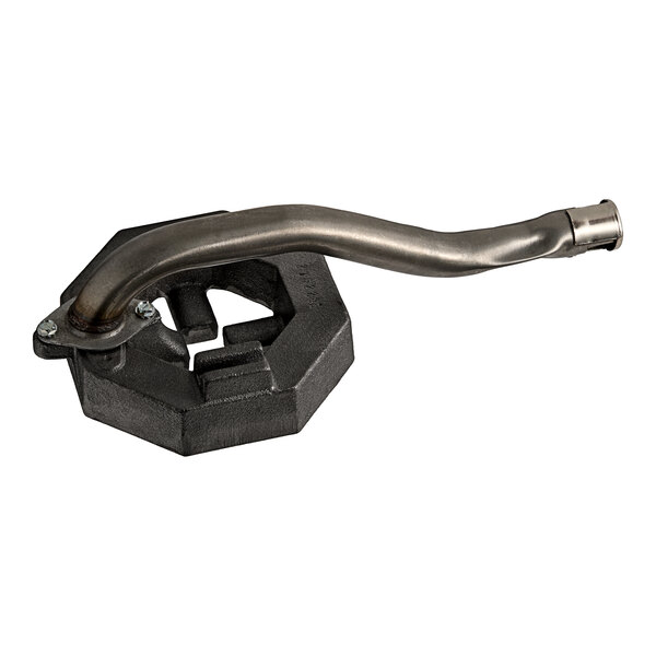 A metal pipe with a black base and a handle on top.