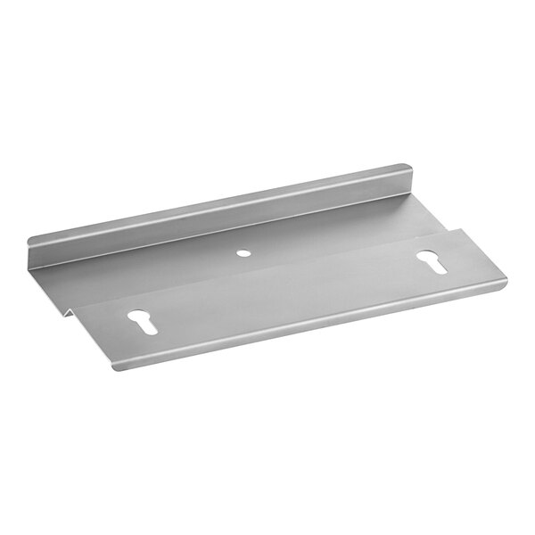 A silver metal Pitco basket hanger with two holes.