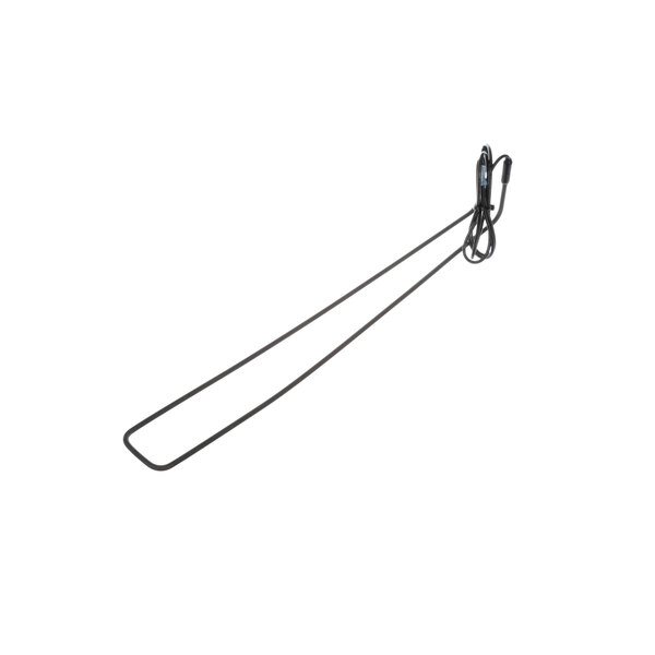 A black wire with a long cord and a metal hook.