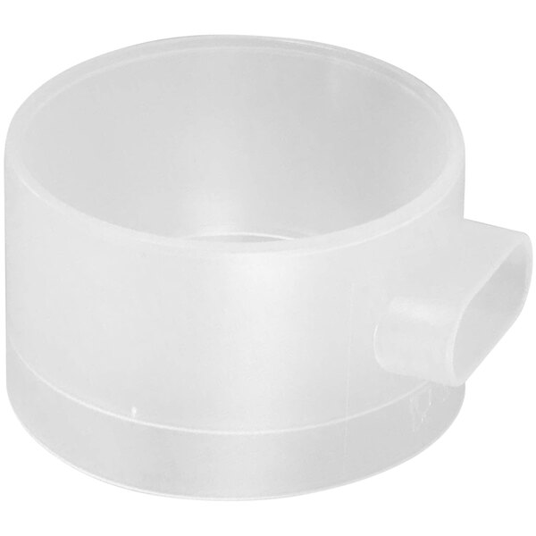 A white plastic dispense cap with a handle on it.