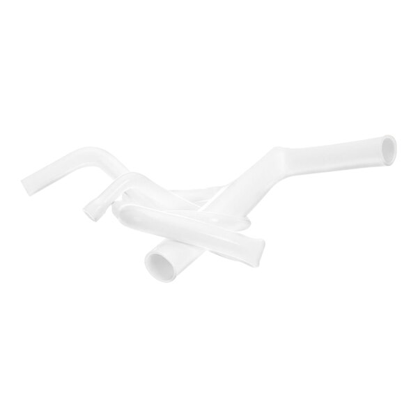 A group of white plastic Multiplex drain tubes.