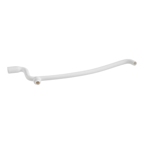 A white vinyl plastic tube with a black molded handle.