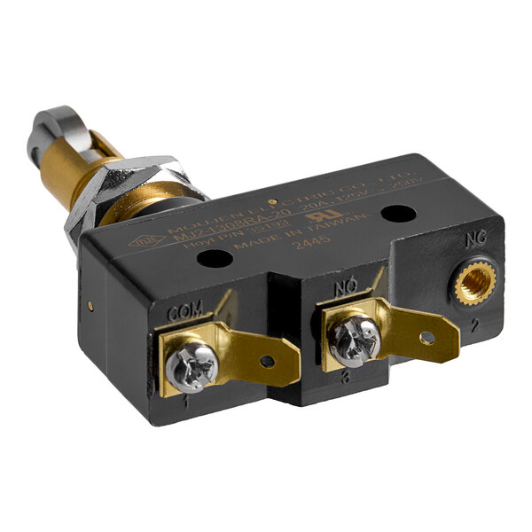A Blodgett 35193 door switch with metal terminals and a black plastic housing.