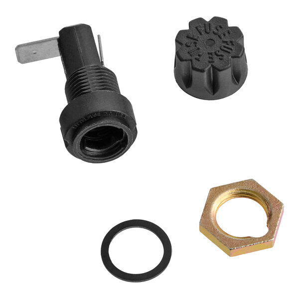 A Lincoln 369012 fuse holder with a cap, washer, and mounting nut.