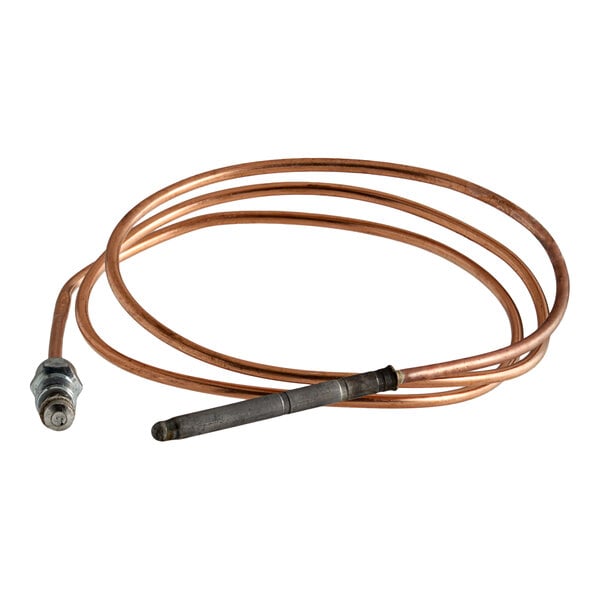 A copper wire with a black connector.