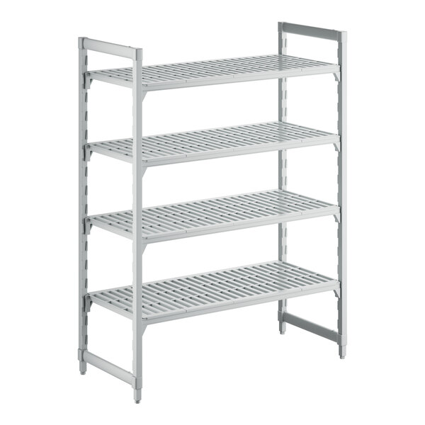 A white metal Camshelving® Premium unit with 4 shelves.