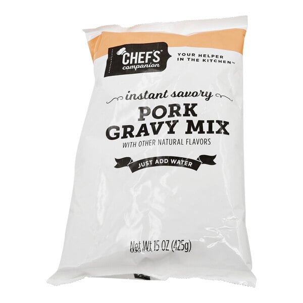 A white and orange bag of Chef's Companion Pork Gravy Mix on a white background.