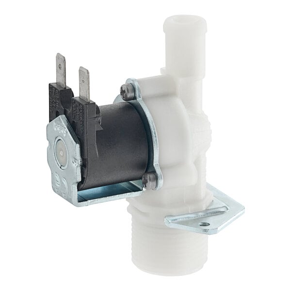 A white Alto-Shaam solenoid valve with a black knob.