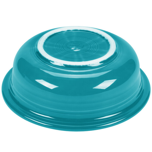 A turquoise Fiesta serving bowl.