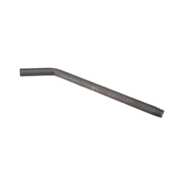 A black metal Blakeslee rinse arm with a nut.