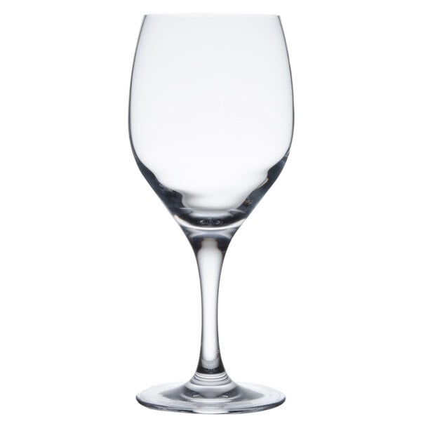 A clear Libbey Perception tall wine goblet.