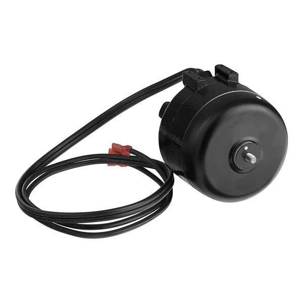 A black electric motor with a black cable.