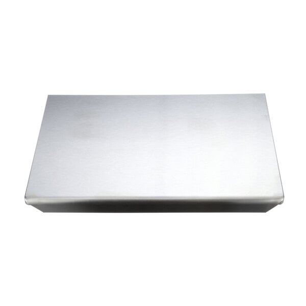 A silver rectangular stainless steel Antunes heat shield.