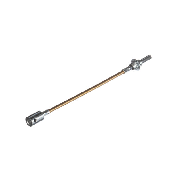 A metal rod with a long handle and a nut.