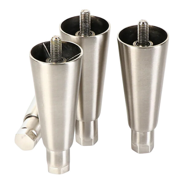 A set of four adjustable metal legs for True Refrigeration units.