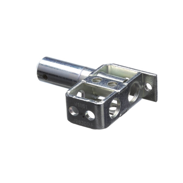 A metal Nieco 2178 pilot carryover burner bracket with holes.