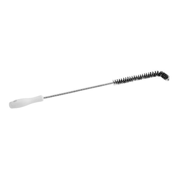 A white BKI fryer cleaning brush with a black handle.