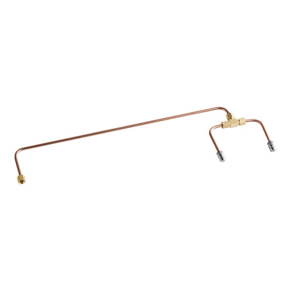 A long thin copper pipe with brass connectors.