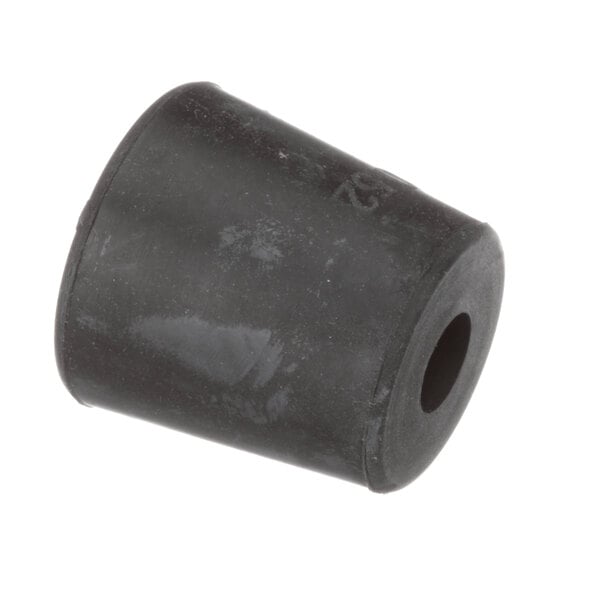 A black rubber cylinder with a hole in it.