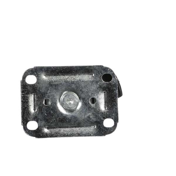 A close-up of a Randell caster plate with screws.